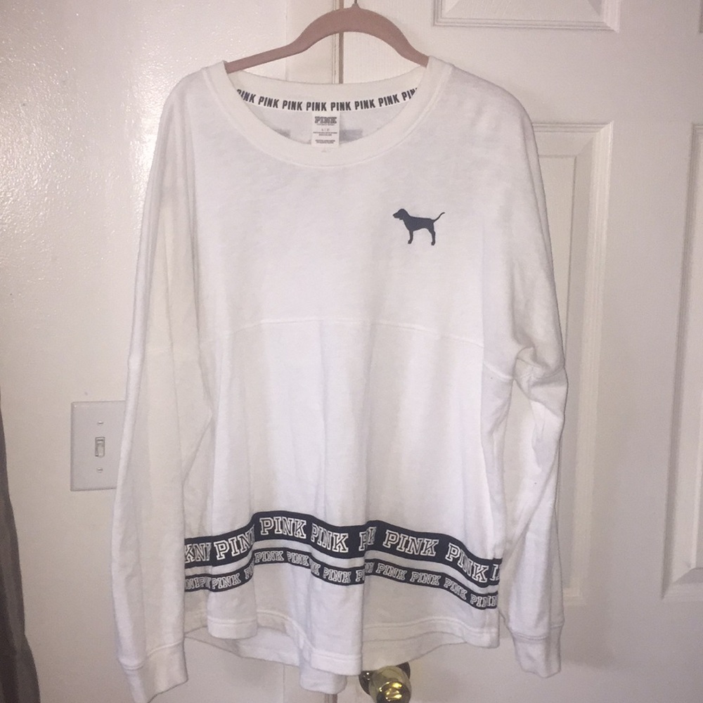 VS Pink white sweat shirt Large